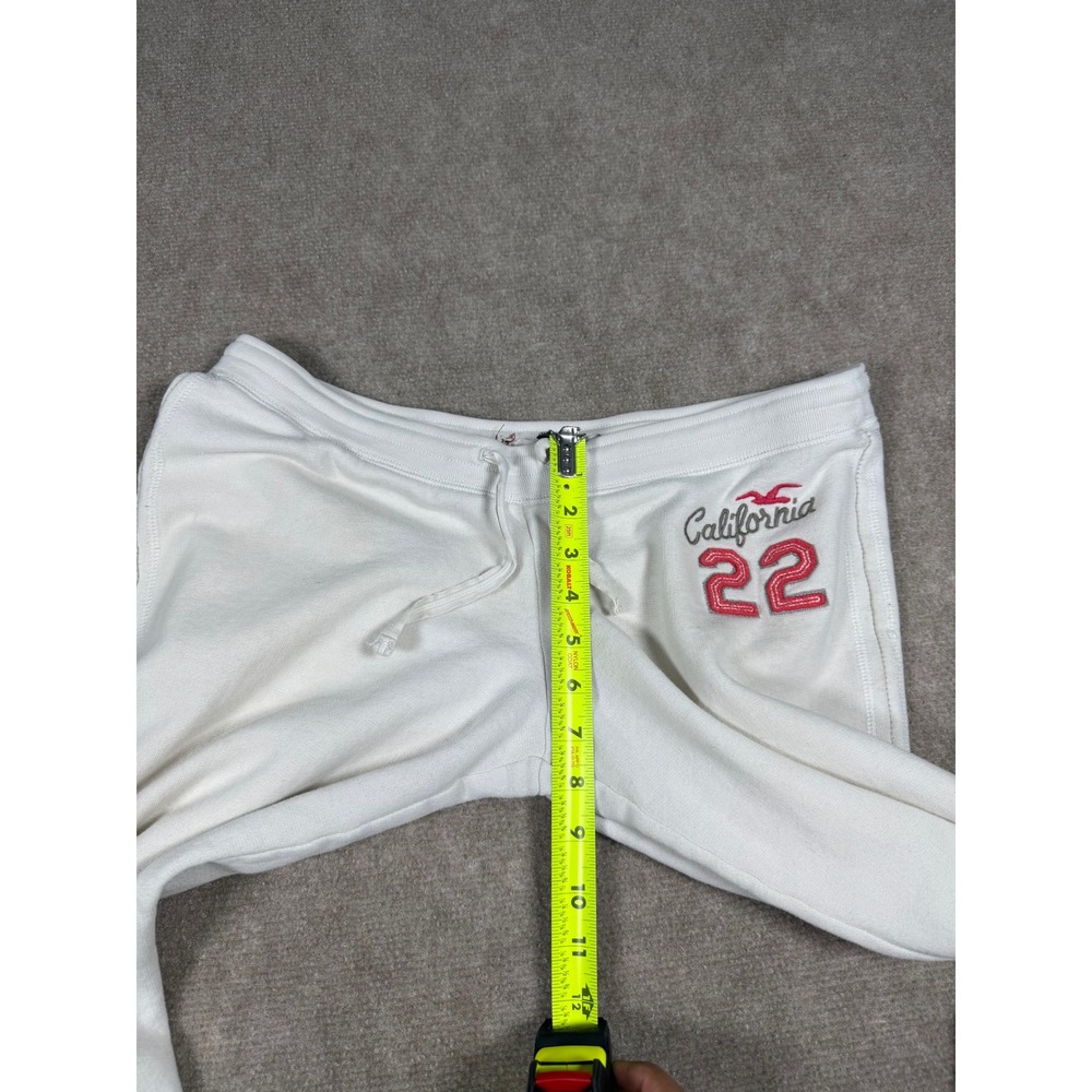 Vtg Hollister Y2K Women Sz M White Front Back Logo Spell-out Low Rise Sweatpants - Picture 6 of 12